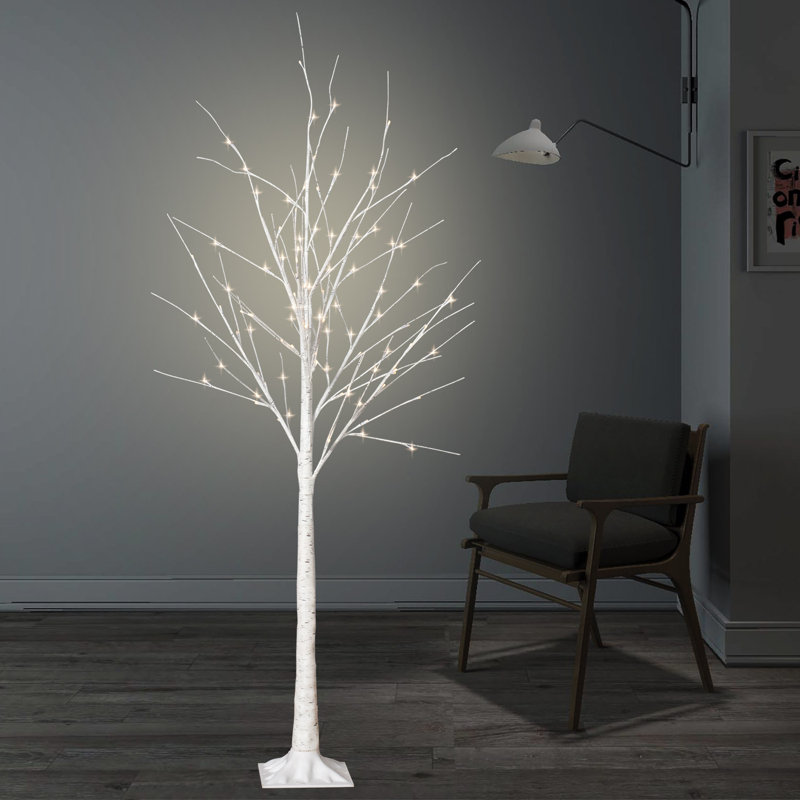 The Holiday Aisle® PreLit Birch Tree Birch with LED Christmas Lighted